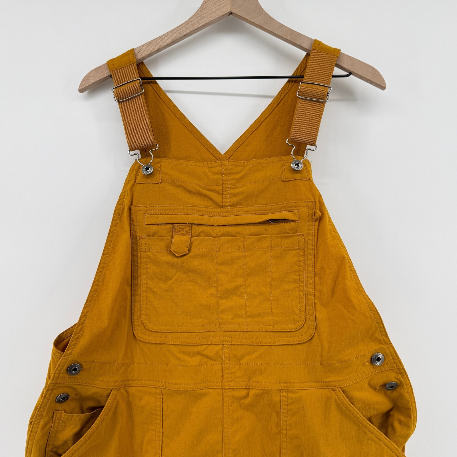 Duluth Heirloom Gardening Short Overalls Mustard Yellow Women L Shortalls Nylon — image 2 of 8
